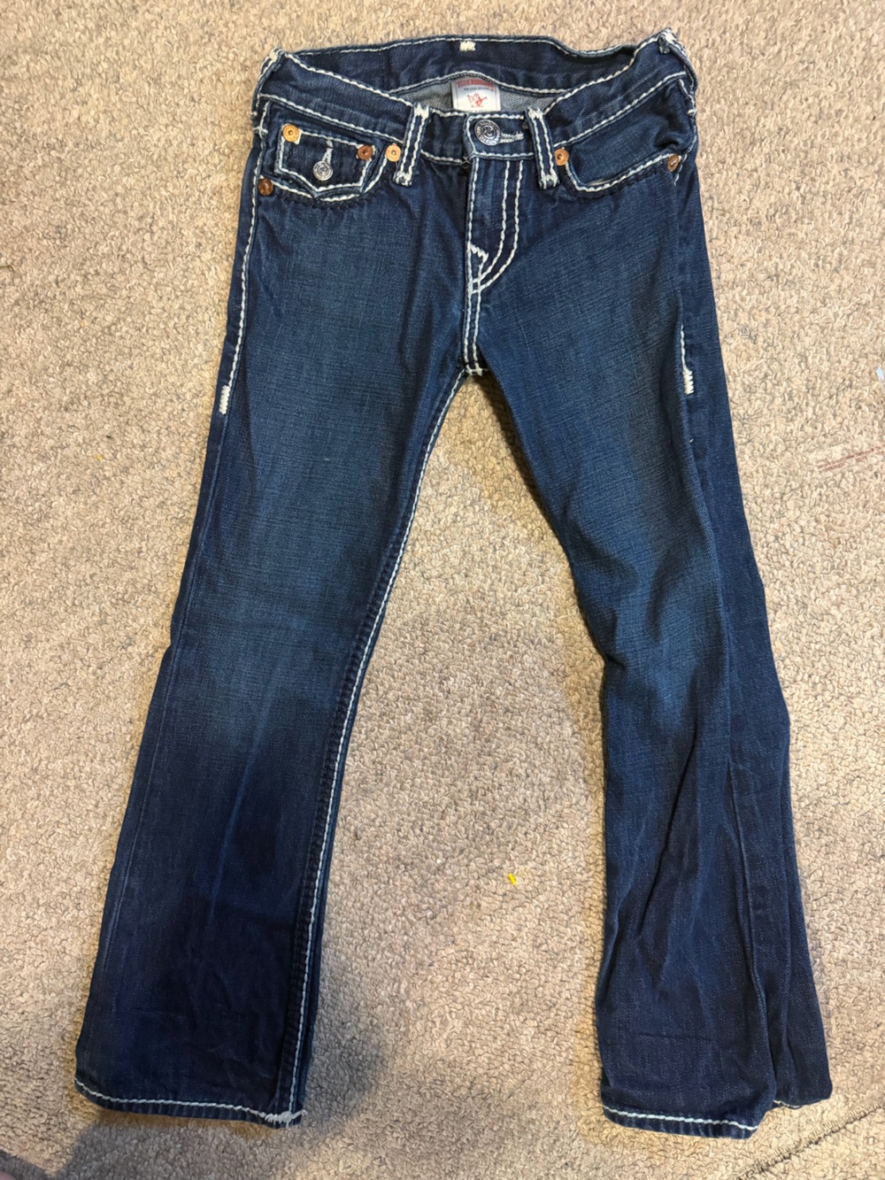 True Religion Dark Blue Kids Jeans with Contrast Stitching Size 7